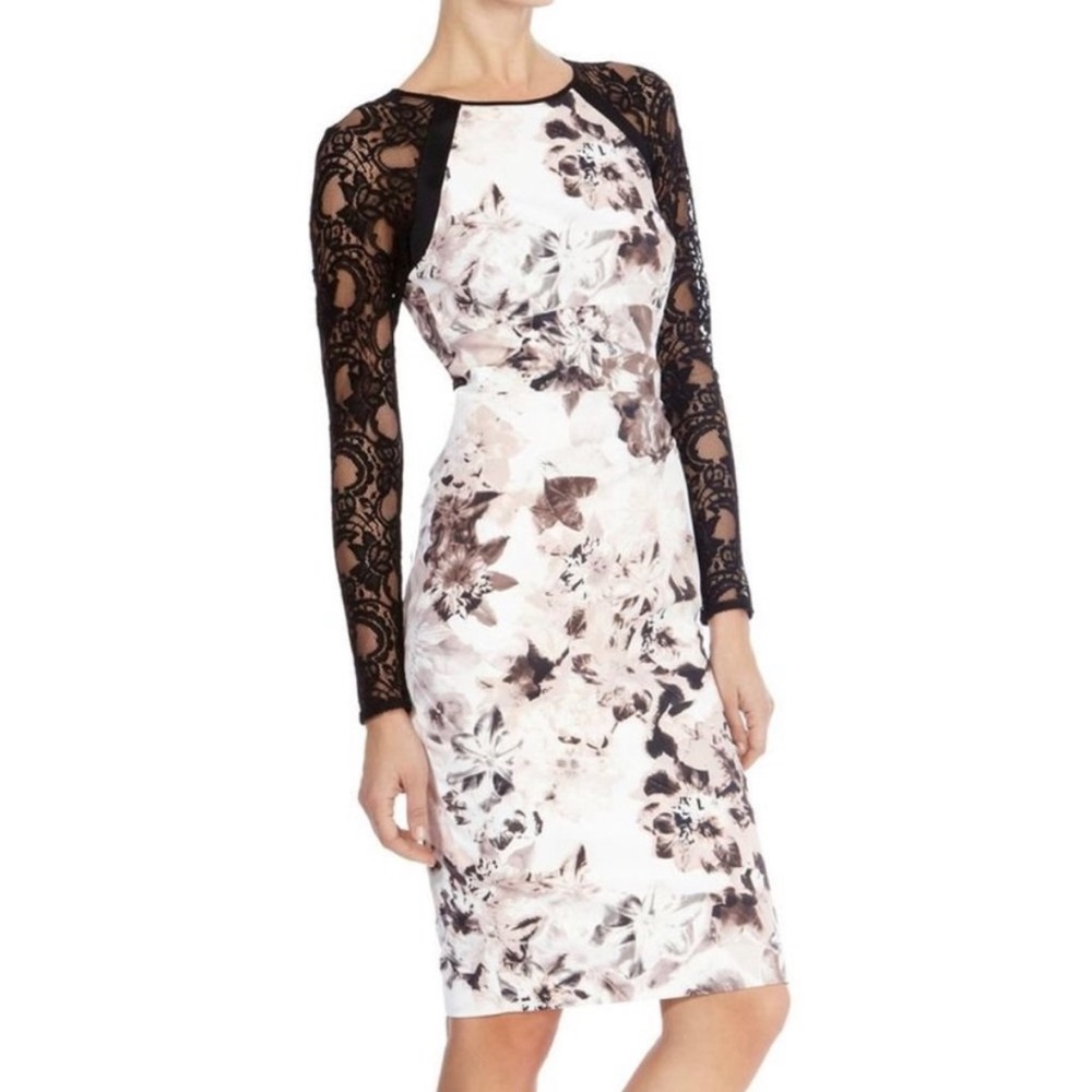 Beautiful Karen Millen soft floral midi dress lace sleeves